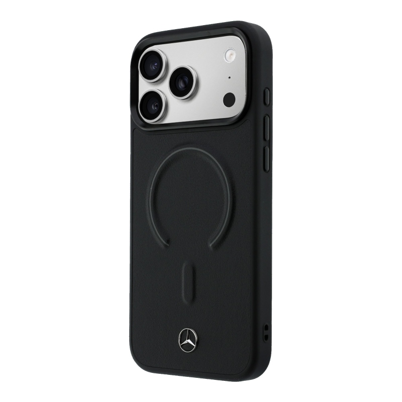 Mercedes PU bőr 3D MagSafe hátlap iPhone 17 Pro Max-hoz Fekete