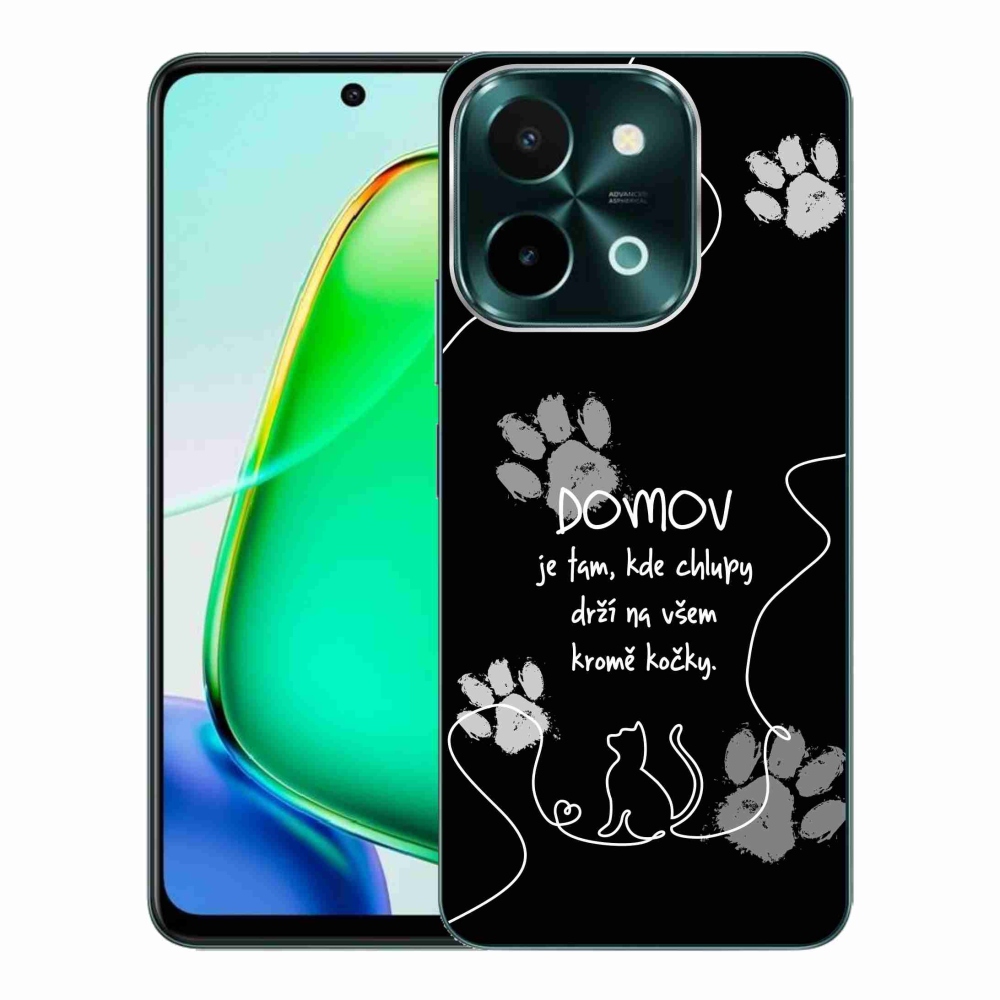 Gél borító mmCase a Vivo Y28-hoz - macska motívum fekete háttérrel