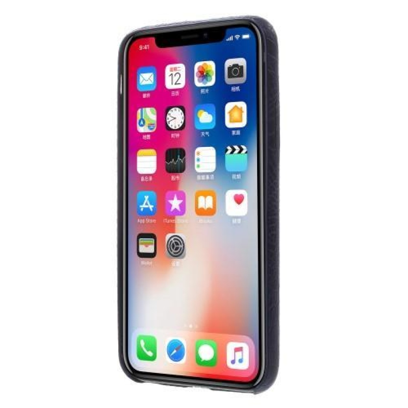 Krokó műanyag tok PU bőr hátlappal iPhone X készülékhez - kék