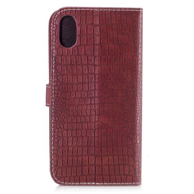 Krokó PU bőr tok iPhone X készülékhez - piros