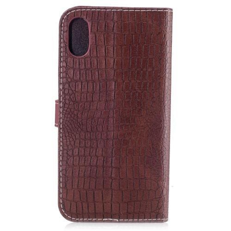 Krokó PU bőr tok iPhone X készülékhez - bordó színben