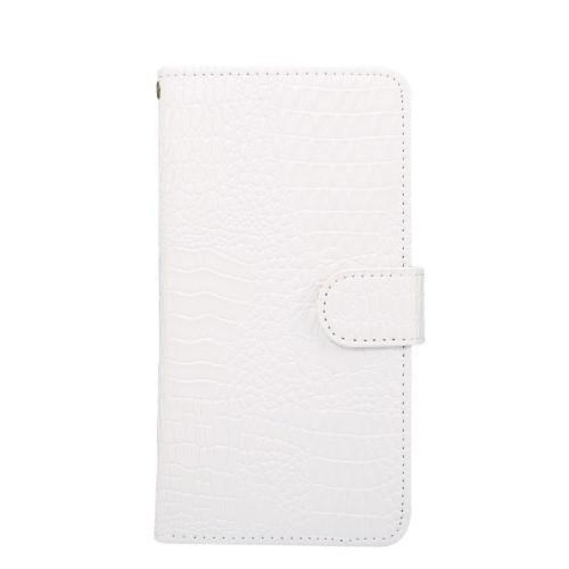 Kroko PU bőr univerzális mobiltelefon tok 15,7 x 8 x1,8 cm-ig - fehér