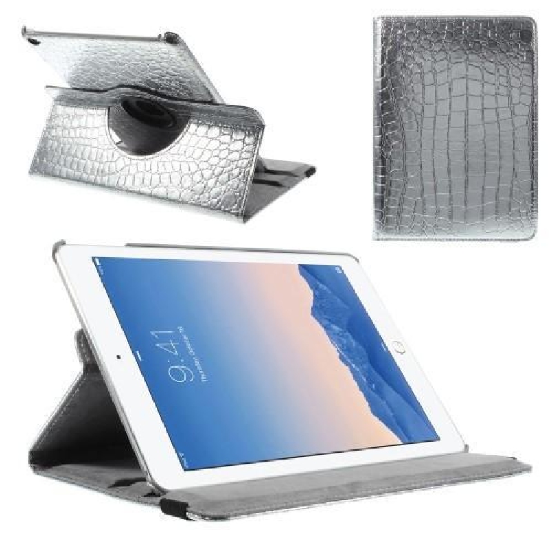 Croco textúrájú iPad Air 2 tok - Ezüst