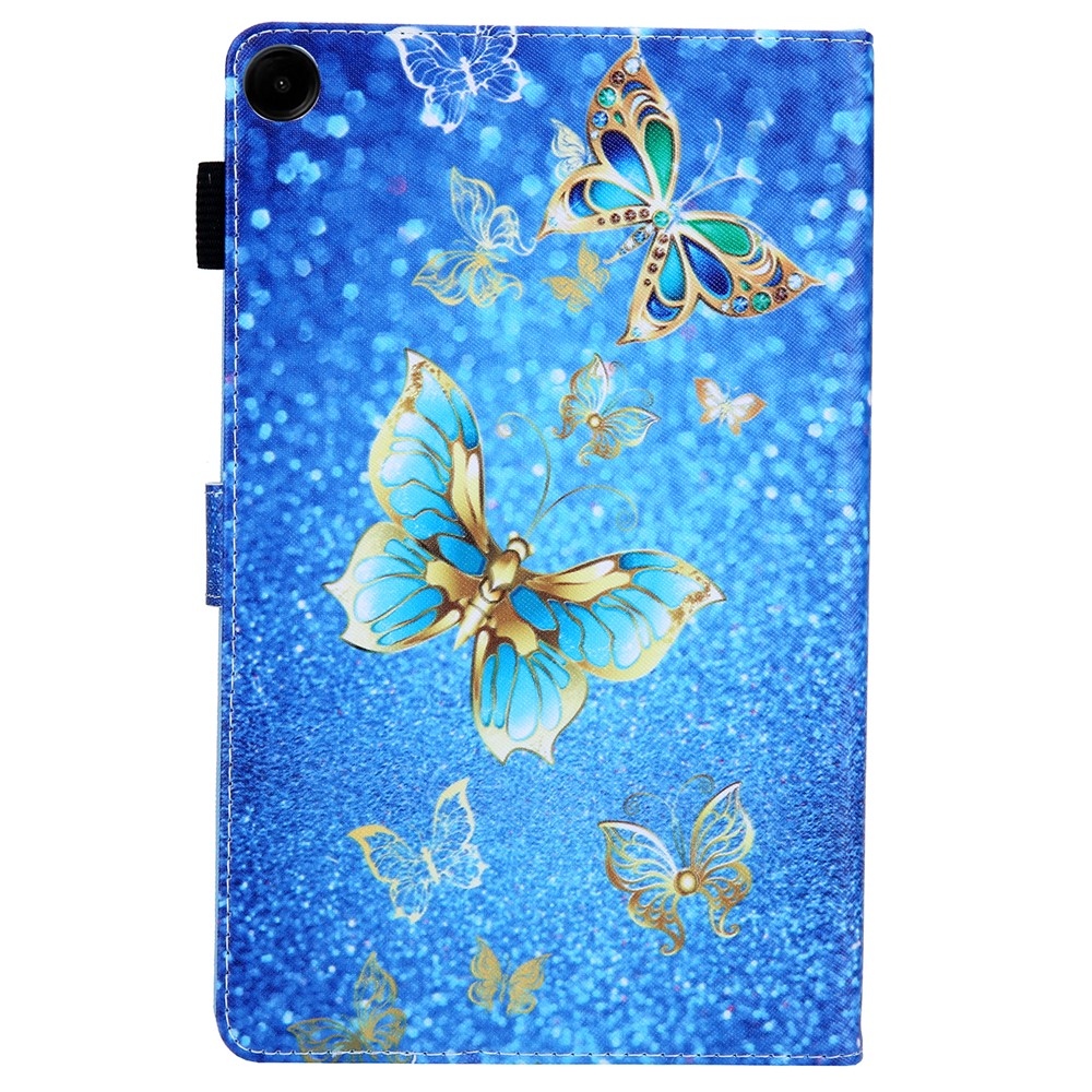 Kereszt okos tok Samsung Galaxy Tab A11/Tab A9 - kék és arany pillangókhoz