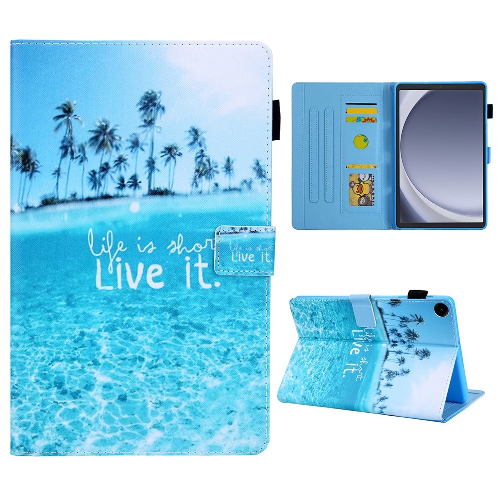 Kereszt alakú, intelligens záró tok Samsung Galaxy Tab A11/Tab A9 készülékhez - tengerpart és tenger