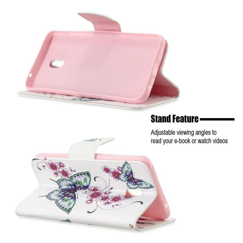 Kereszt PU bőr pénztárca tok Xiaomi Redmi 8A - zöld pillangókhoz