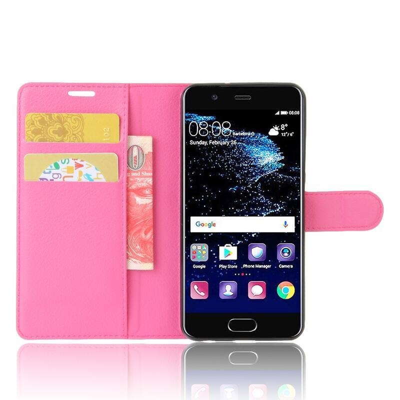 Kereszt PU bőr tok mobil Huawei P10 - rózsaszínű