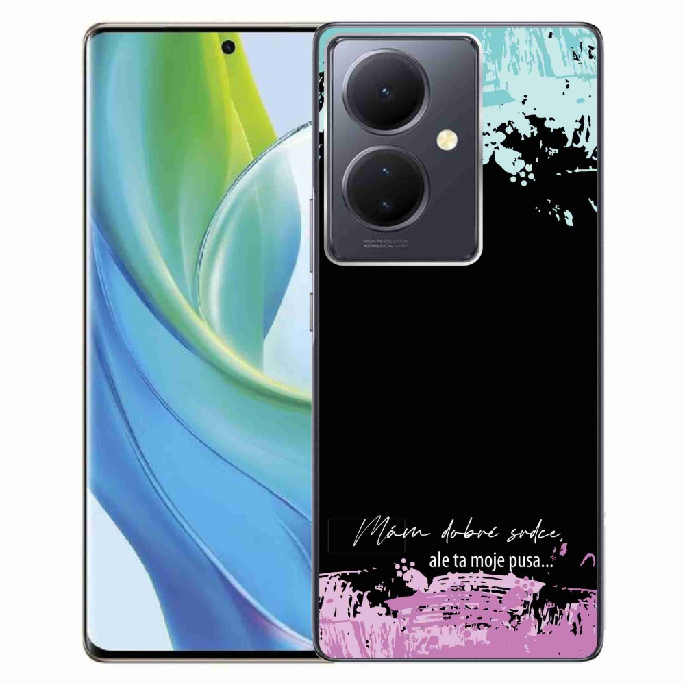 Gél borító mmCase a Vivo V29 Lite 5G-hez - vicces szöveg 3 fekete háttérrel