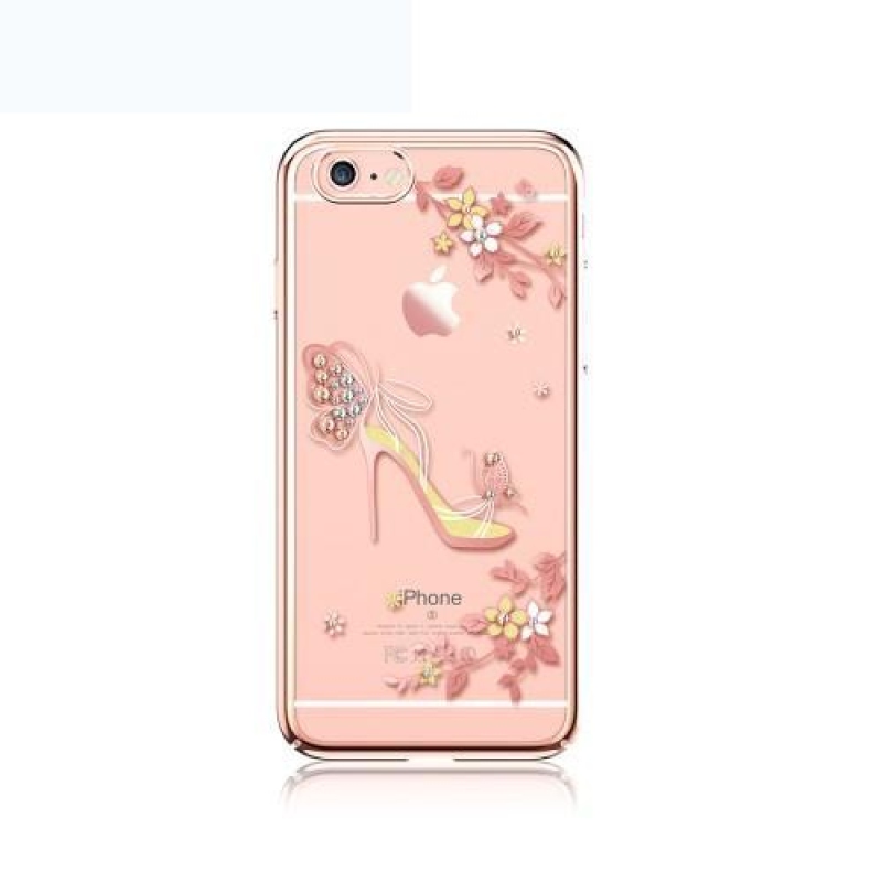 Kristályokkal díszített műanyag tok iPhone 6 Plus és iPhone 6s Plus készülékhez - pillangó papucs