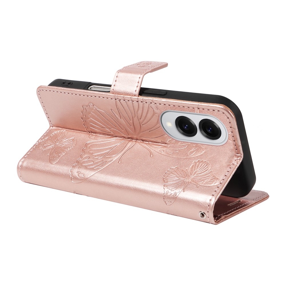 Nagy pillangó könyv tok Samsung Galaxy S25 Edge készülékhez - rózsaarany