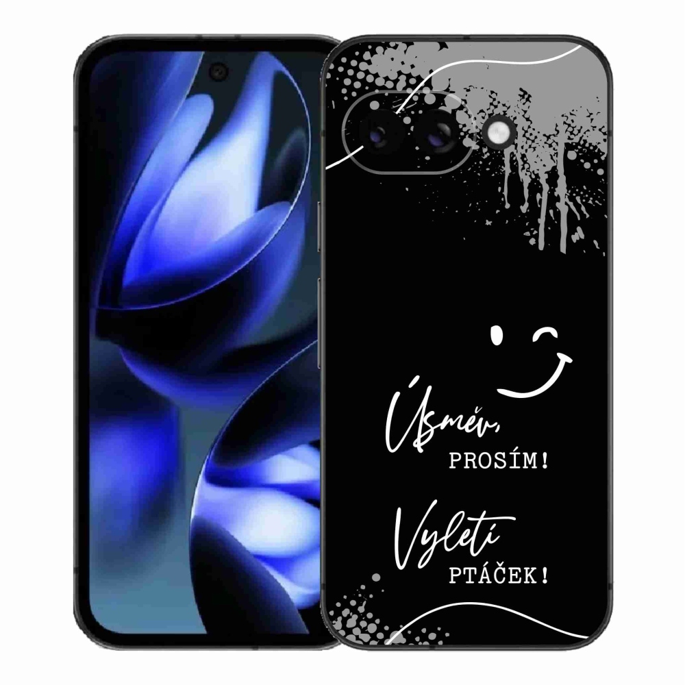 Gél borító mmCase a Google Pixel 9a számára - vicces szöveg 4 fekete háttérrel