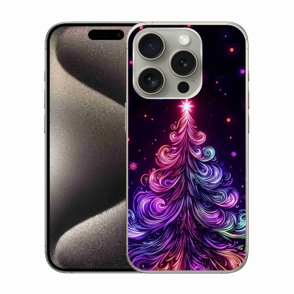 Gél borítás mmCase iPhone 15 Pro készülékhez - neon karácsonyfa 1