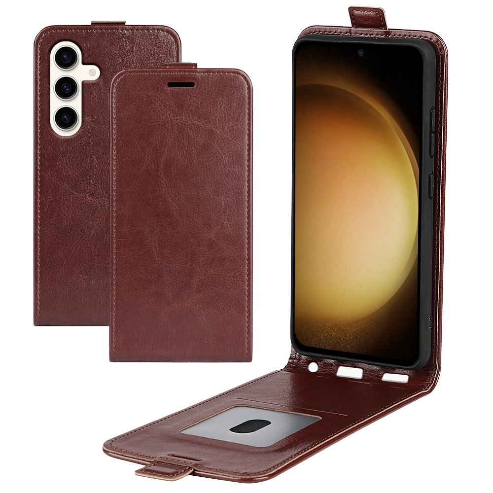 Függőleges flip tok Samsung Galaxy S24+ készülékhez - barna