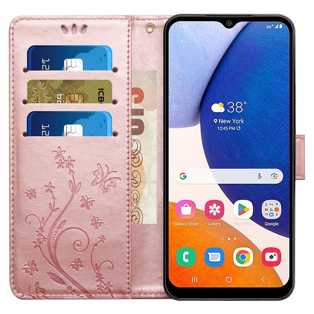 Virágok könyv tok Samsung Galaxy S23 FE készülékhez - rózsa arany