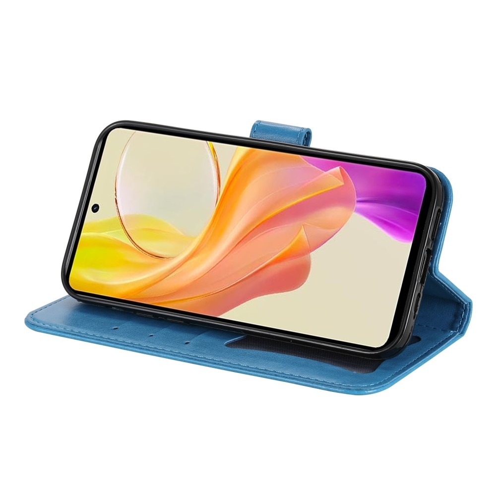 Virágos könyvtáska Vivo Y36-hoz - kék