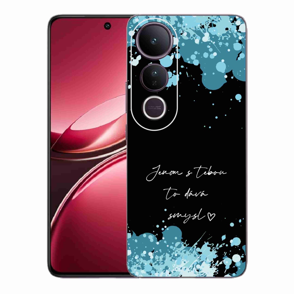 Gél borító mmCase a Vivo V50 Lite 4G/5G - szerelem szöveg fekete háttérrel