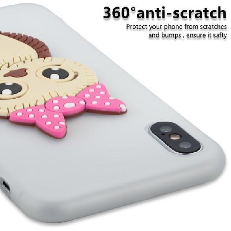 Aranyos 3D szilikon tok iPhone X készülékhez - fehér