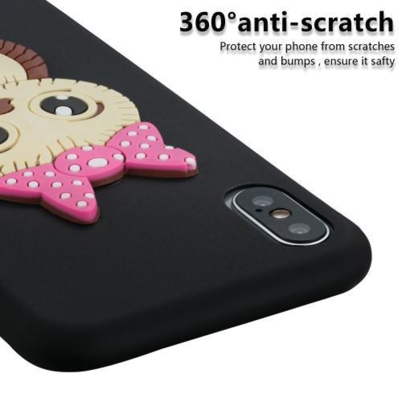 Aranyos 3D szilikon tok iPhone X készülékhez - fekete