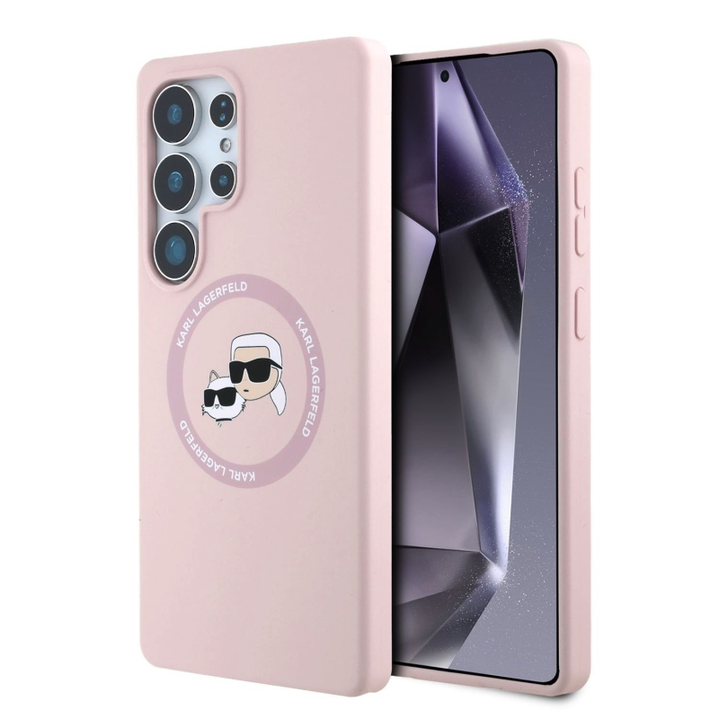 Karl Lagerfeld Liquid Silicone K&CH Heads MagSafe hátlap Samsung Galaxy S25 Ultra Pink borító Samsung Galaxy S25 Ultra Pink