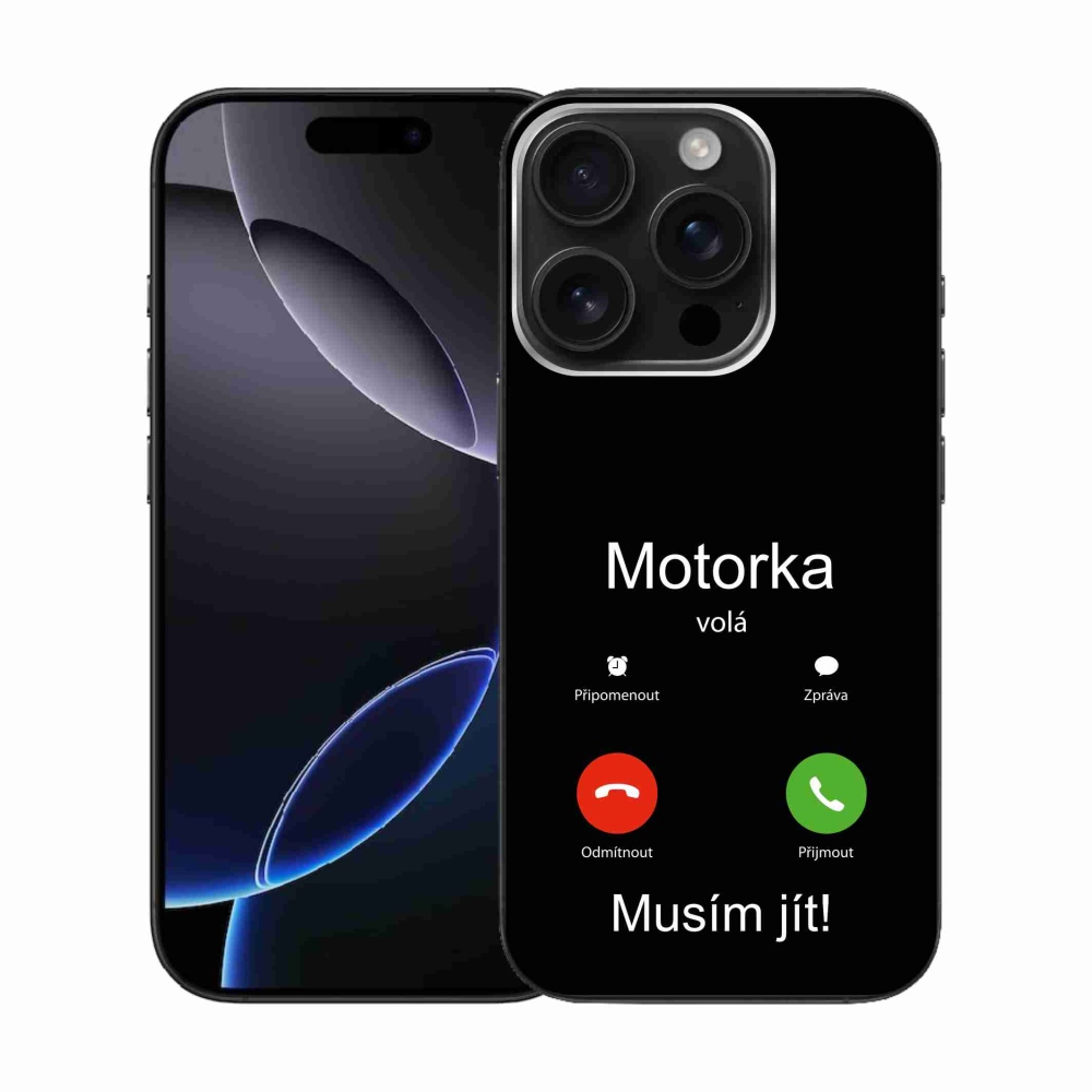 Zselés borítás mmCase iPhone 16 Pro készülékhez - motoros hívások fekete háttérrel
