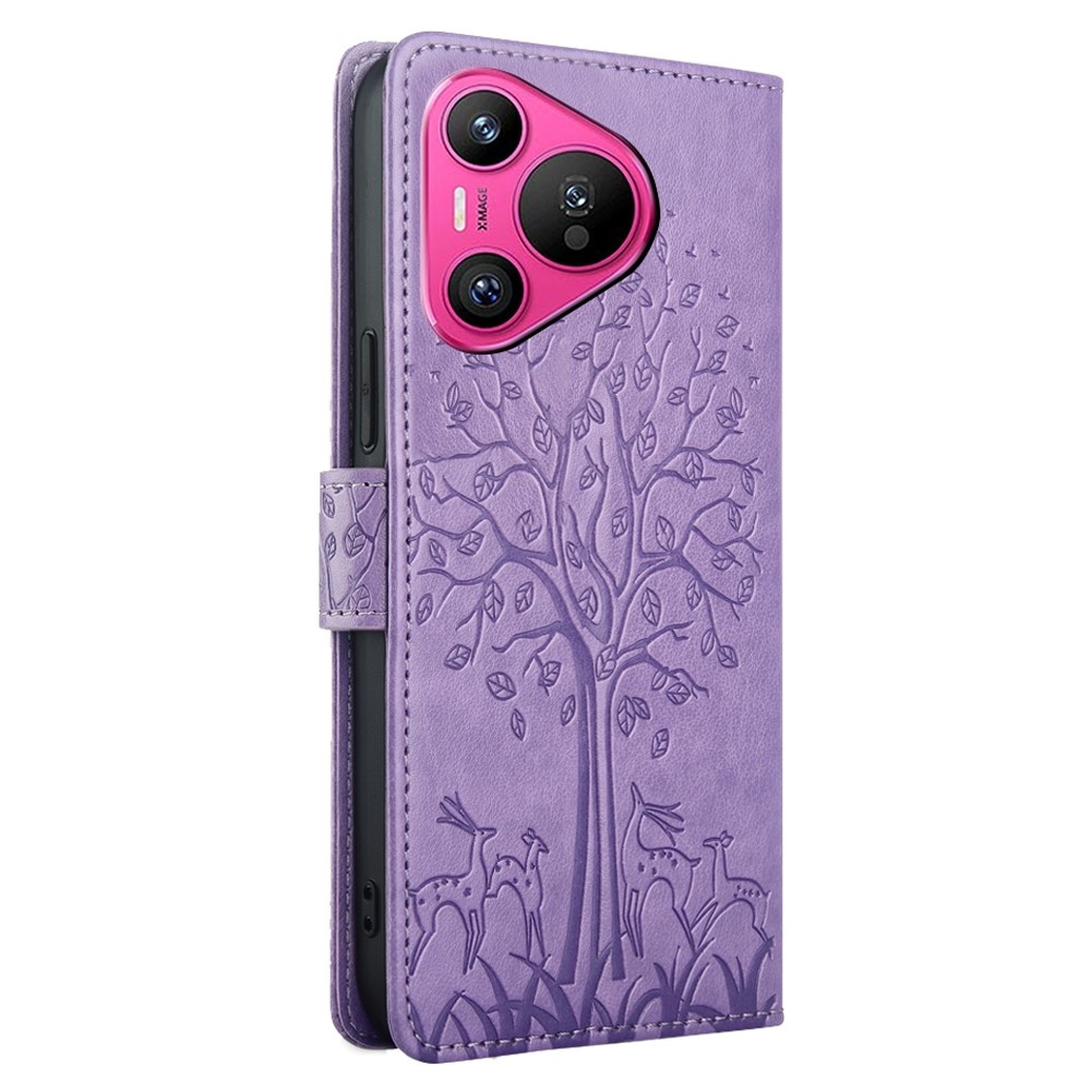 Fa könyvtáska Huawei Pura 70-hez - lila