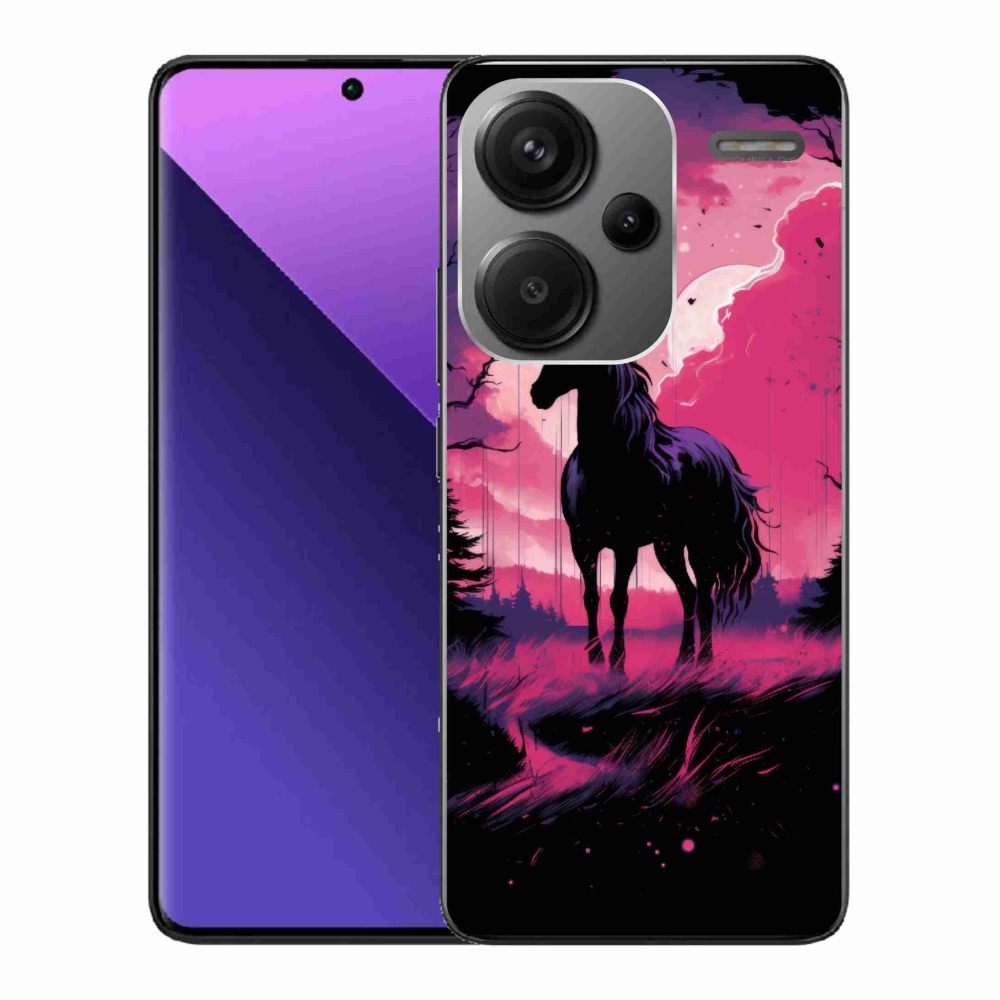 Gél borítás mmCase a Xiaomi Redmi Note 13 Pro+ 5G - fekete rajzfilm ló 1