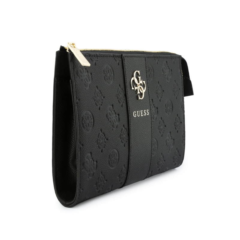 Guess PU 4G Peony Stripe Metal Logo mobiltelefon-táska, fekete