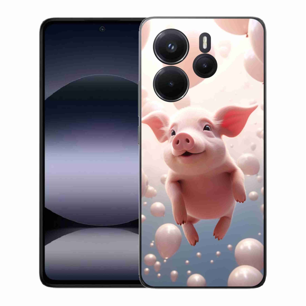 Gél borító mmCase a Xiaomi Redmi Note 14-hez - malac lufikkal