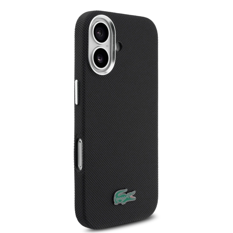 Lacoste PVC Iconic Petit Pique fém logó MagSafe hátlap iPhone 16-hoz Fekete
