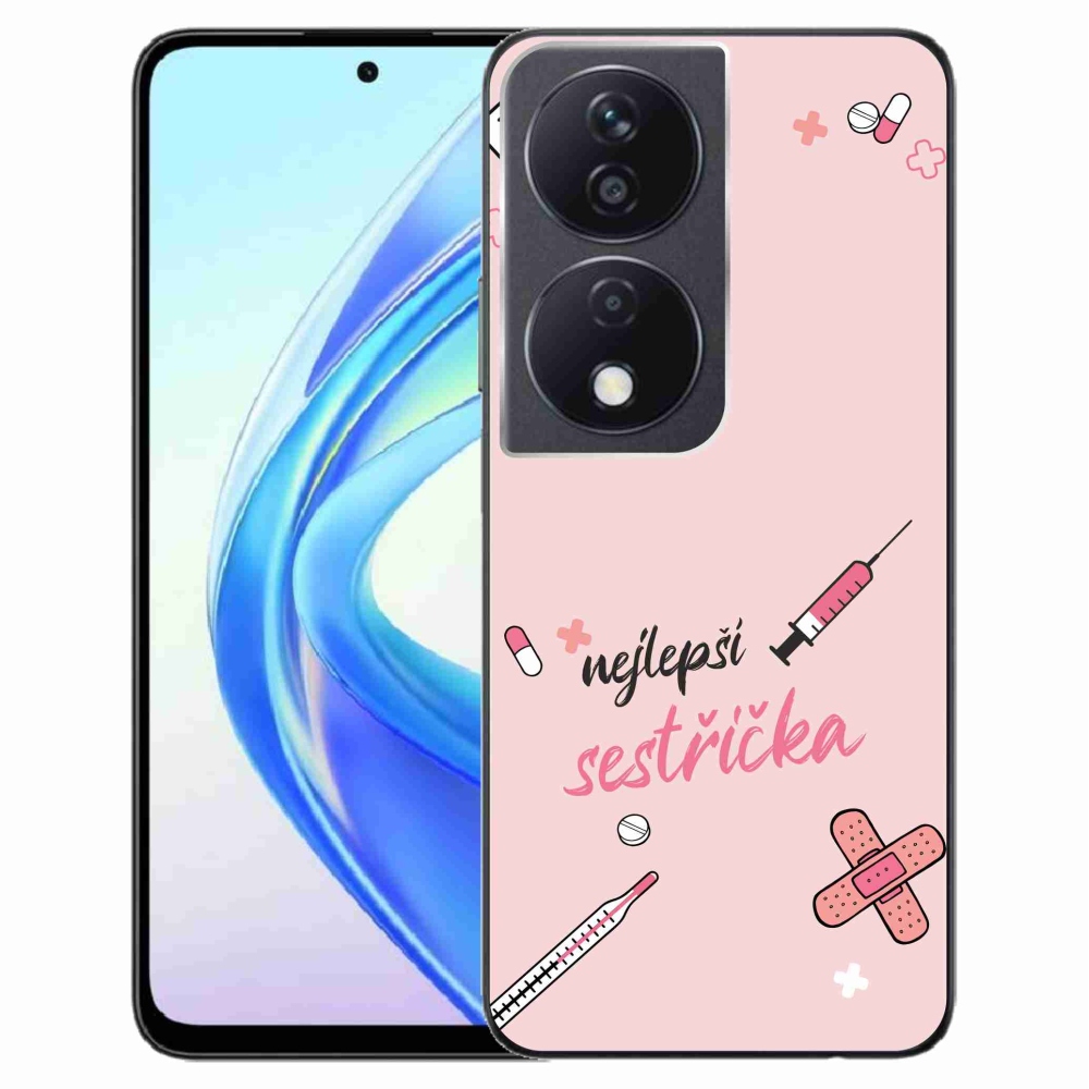 Gél borító mmCase a Honor X7b/Honor 90 Smart számára - legjobb kishúg rózsaszín háttérrel