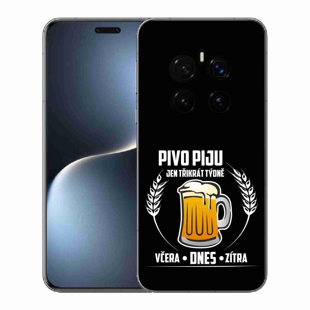 Gél borítás mmCase a Honor Magic 7 Pro 5G készülékhez - sör motívum fekete háttérrel