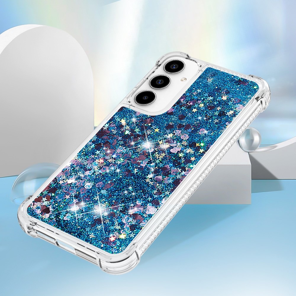 Glitter zselés homokóra tok Samsung Galaxy A55 5G - kék/szív