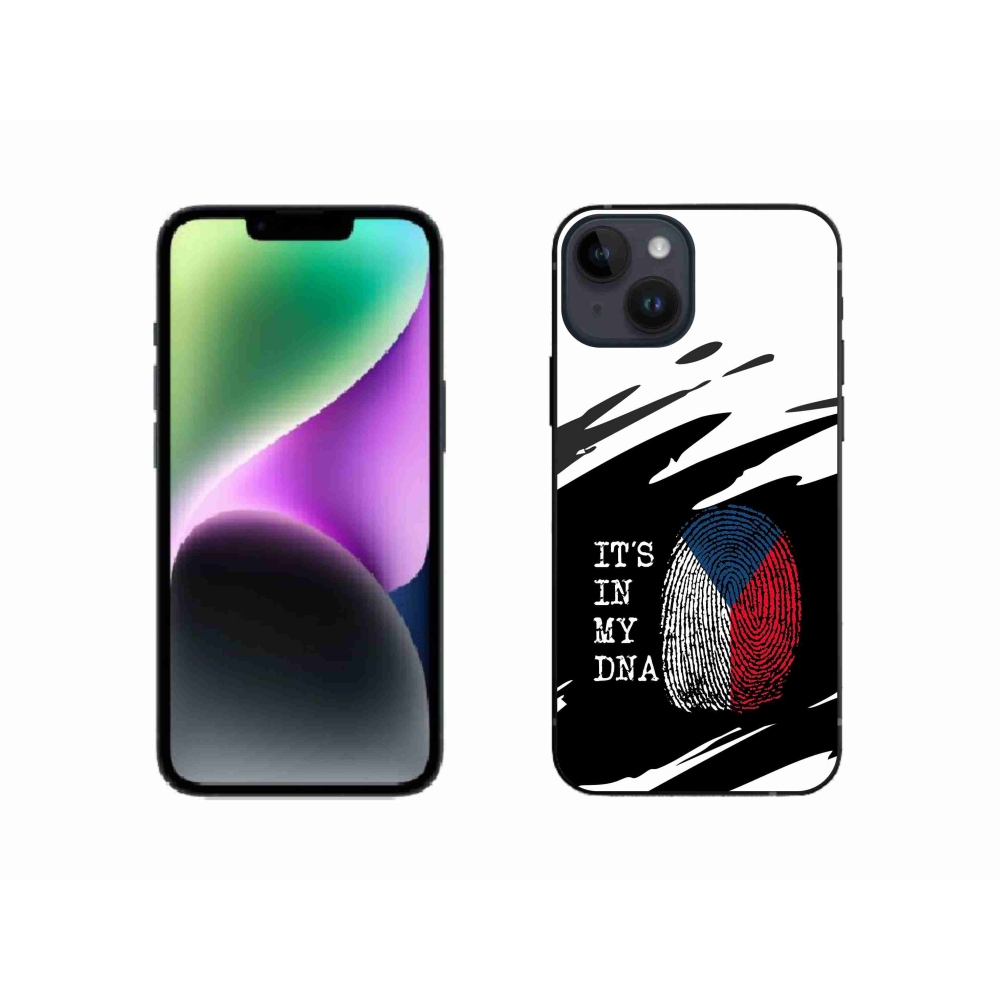 Zselés borítás mmCase iPhone 14 készülékhez - zászlós ujjlenyomat fekete és fehér háttérrel