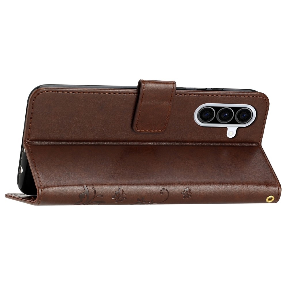 Virágok könyv tok Samsung Galaxy A26 5G - barna színben