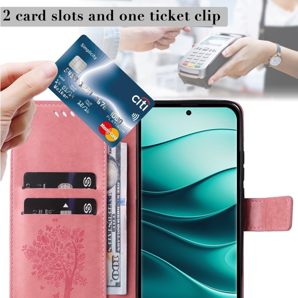 Fák könyve tok Xiaomi Redmi Note 14 Pro 5G/Poco X7 5G/Note 14 Pro+ 5G - rózsaszínű