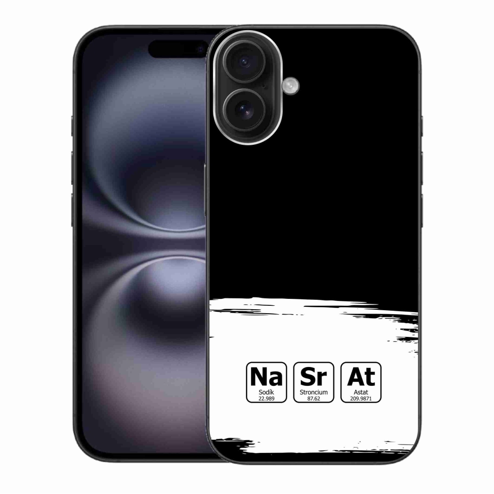 Gél borítás mmCase iPhone 16 Plus készülékhez - kémiai elemek fehér és fekete háttérrel