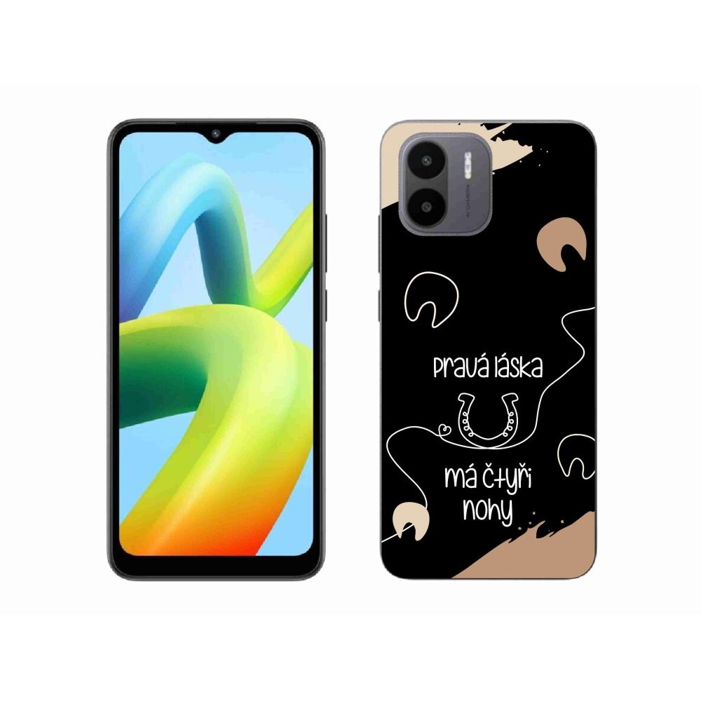 Gél borítás mmCase a Xiaomi Redmi A1 készülékhez - ló motívum fekete háttérrel