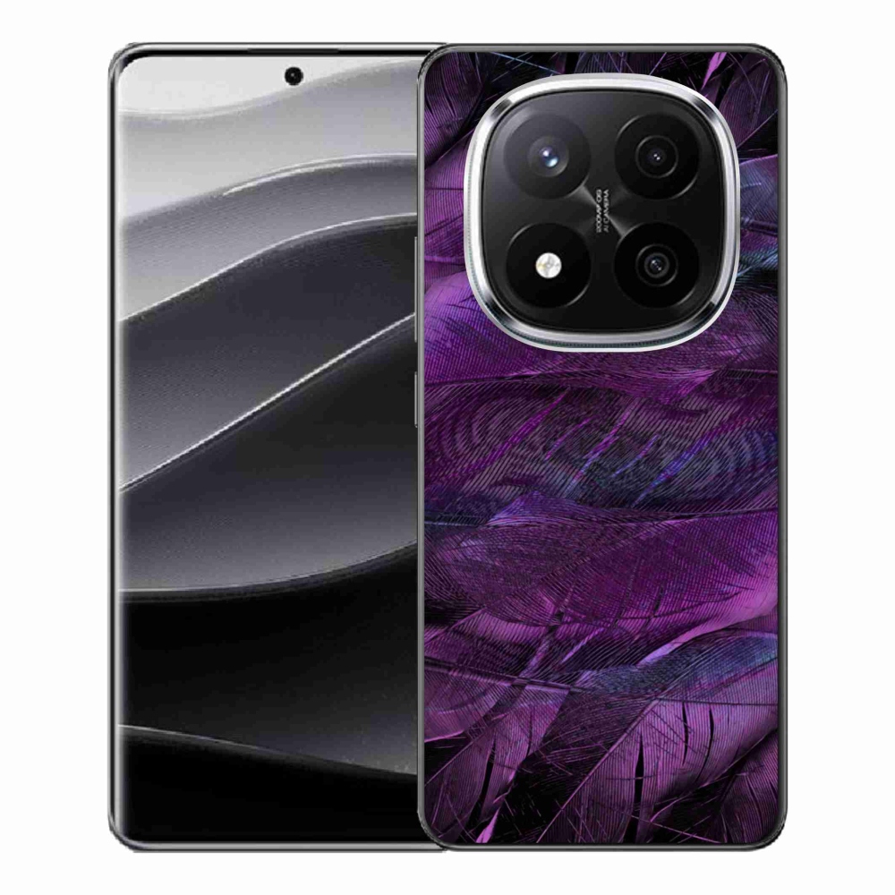 Zselés borítás mmCase a Xiaomi Redmi Note 14 Pro+ 5G számára - lila tollak