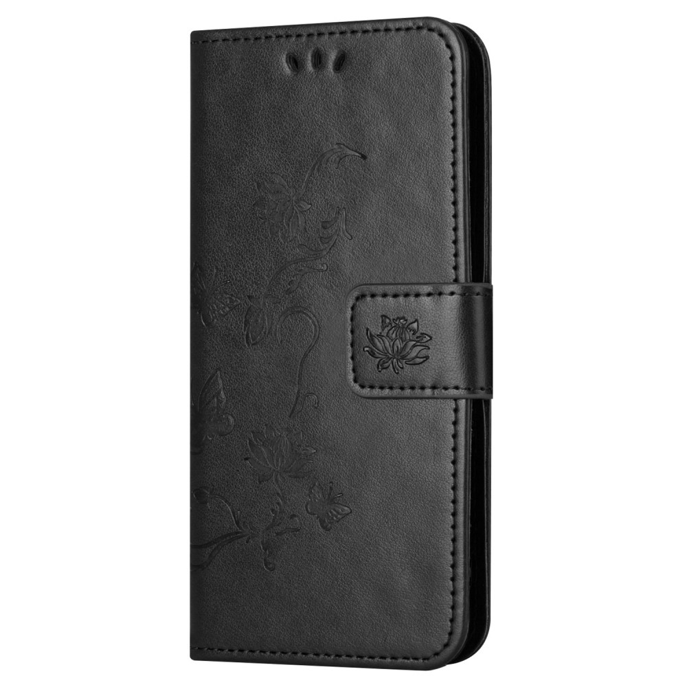 Virágos könyv tok a Xiaomi Redmi 12 4G/5G készülékhez - fekete