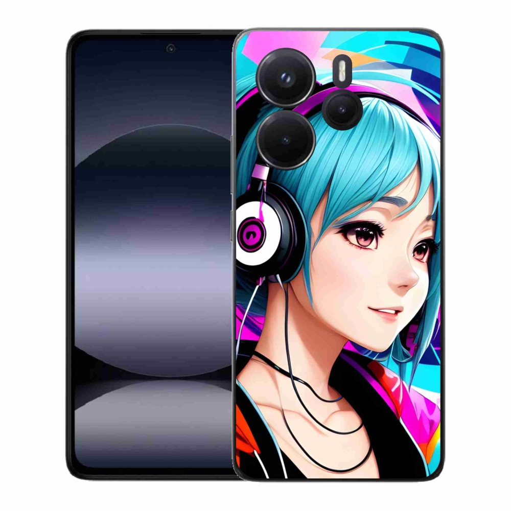 Gél borítás mmCase a Xiaomi Redmi Note 14-hez - lány fejhallgatóval