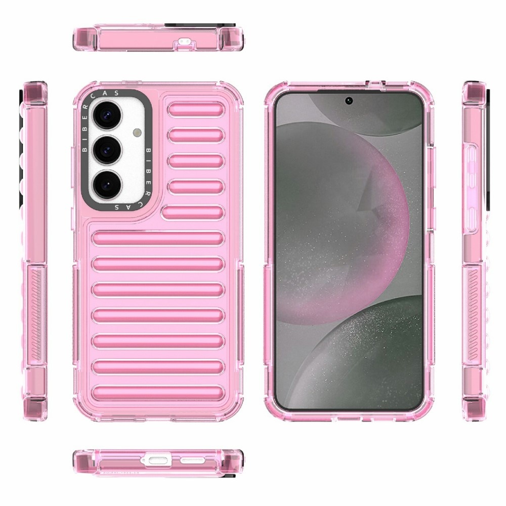 Csíkos tartós borító Samsung Galaxy S25+ készülékhez - világos rózsaszín