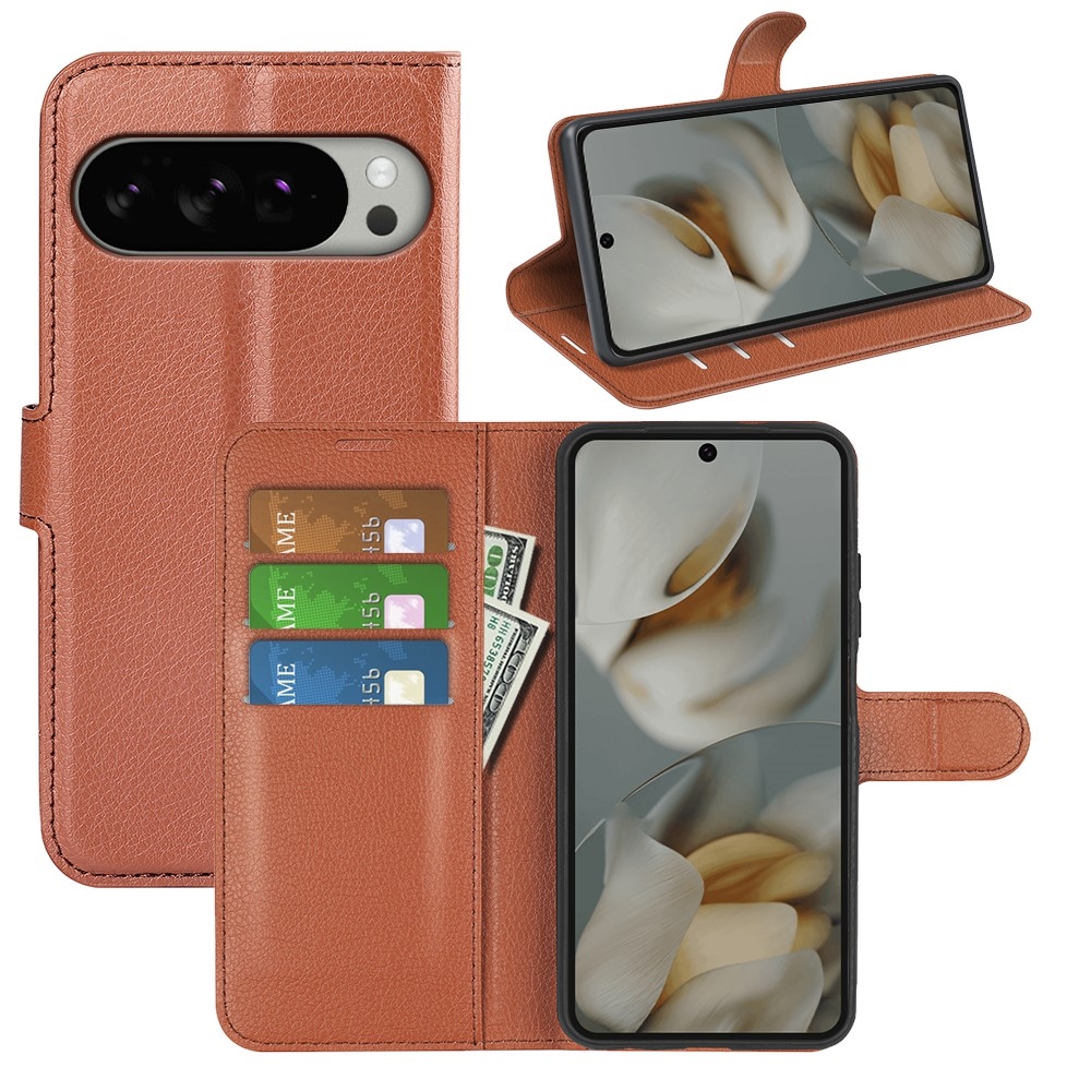 Litchi könyv tok a Google Pixel 10 Pro XL-hez - barna színben