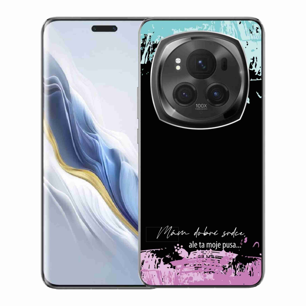 Gél borító mmCase a Honor Magic 6 Pro 5G készülékhez - vicces szöveg 3 fekete háttérrel