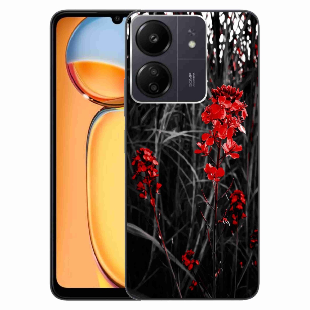 Gél borítás mmCase a Xiaomi Poco C65/Redmi 13C - piros növényhez