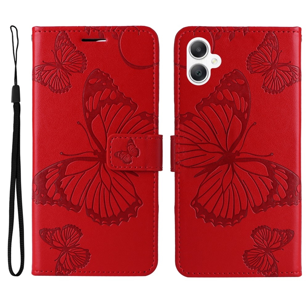 Nagy pillangó könyv tok Samsung Galaxy A06 4G-hez - piros