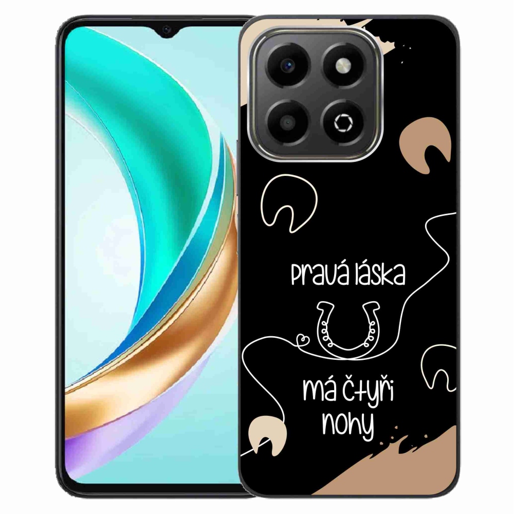 Gél borító mmCase a Honor X6b készülékhez - ló motívum fekete háttérrel