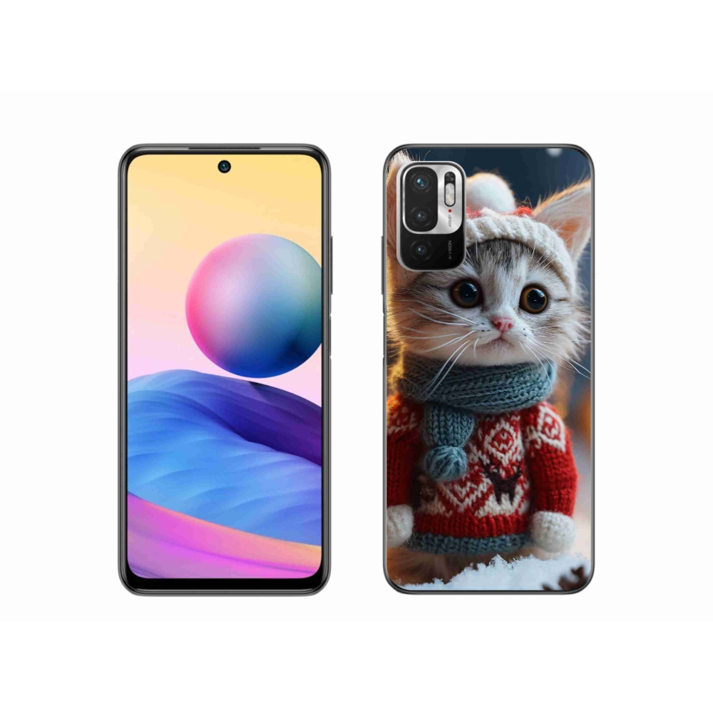 Gél borítás mmCase a Xiaomi Poco M3 Pro/5G számára - cica pulóverben