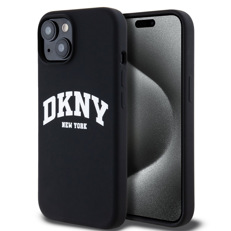 DKNY Liquid Silicone Arch Logo MagSafe hátlapi borító iPhone 11 készülékhez Fekete