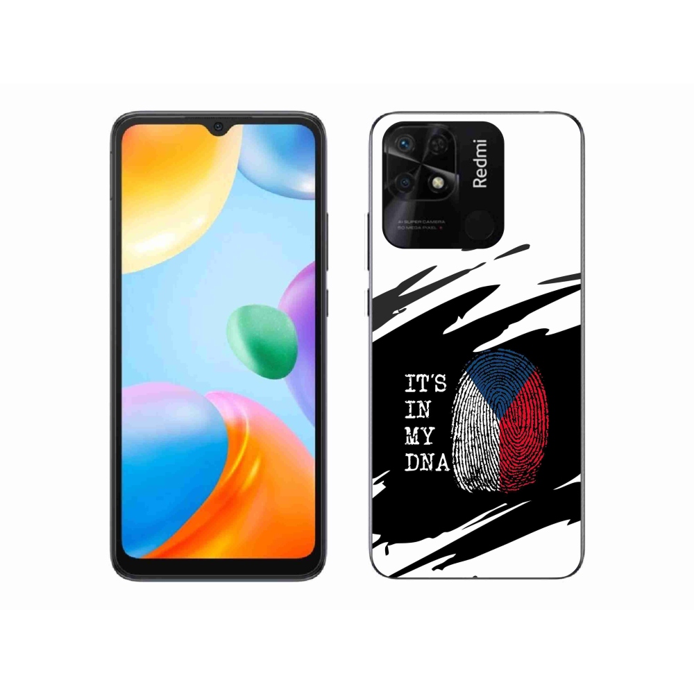 Gél borító mmCase a Xiaomi Redmi 10C - zászló ujjlenyomat fekete és fehér háttérrel