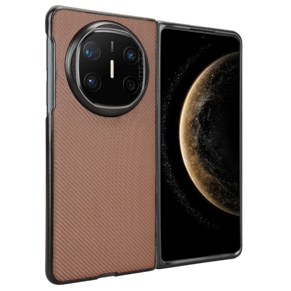 Textúrás műanyag borítás műbőrrel a Huawei Mate X6-on - barna